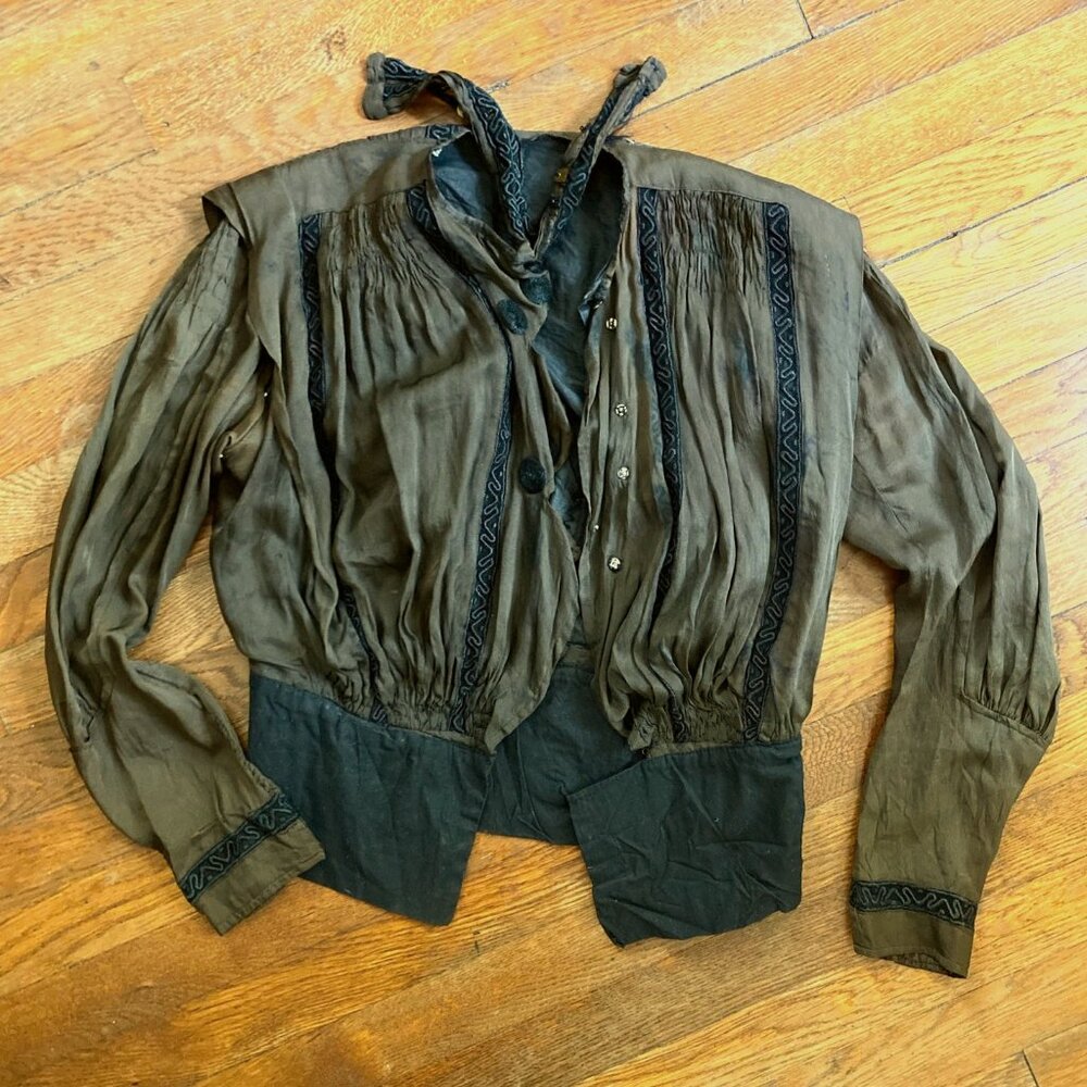 Antique brown silk blouse/jacket/bodice